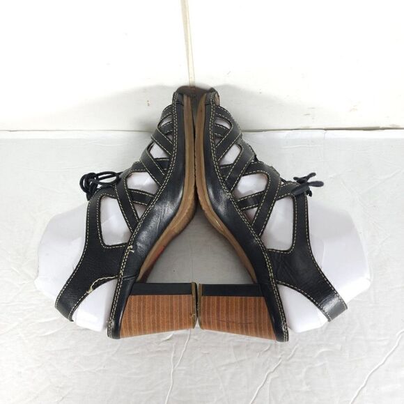 Pikolinos Women's US7-7,5 EU38 Java Black Leather Peep Toe Slingback Sandals - Picture 12 of 16